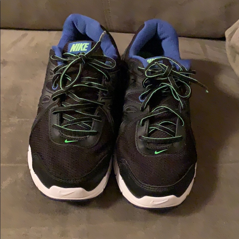 Black, Green, and Blue Nike Revolution 2